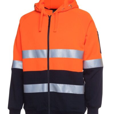 6DNH Hi Vis (D+N) Full Zip Fleecy Hoodie
